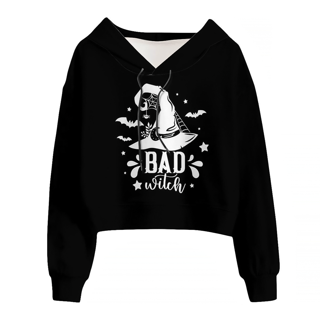 Bad Witch Halloween Lady's Cropped Hoodie